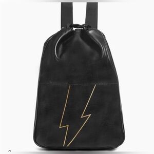 Carolina Herrera Bad Boy Backpack Black Bucket Bag Purse‎ Lightning Bolt NEW